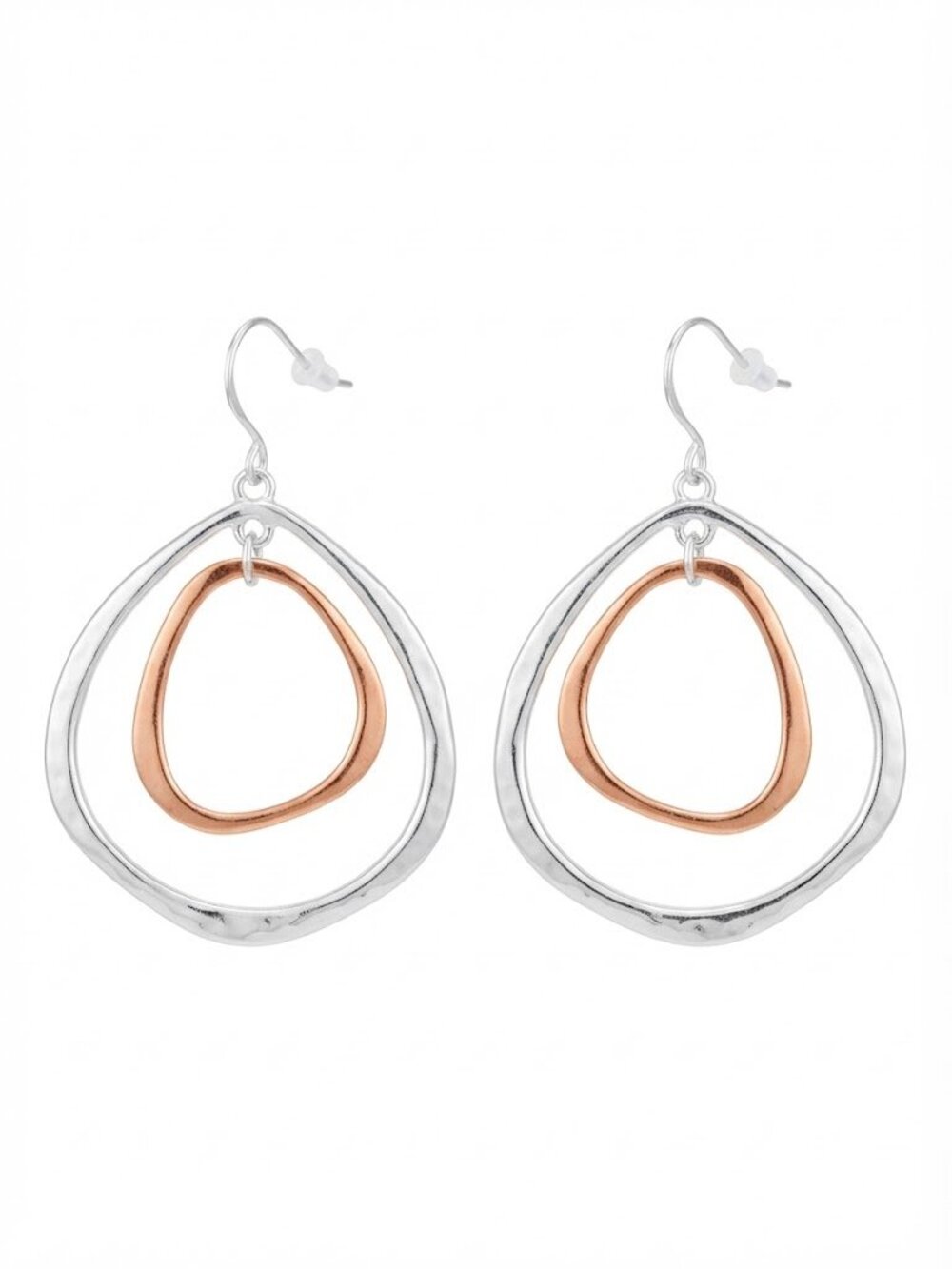 Robert Lee Morris Soho Two-Tone Orbital Nesting Hoop Drop Earrings NIB